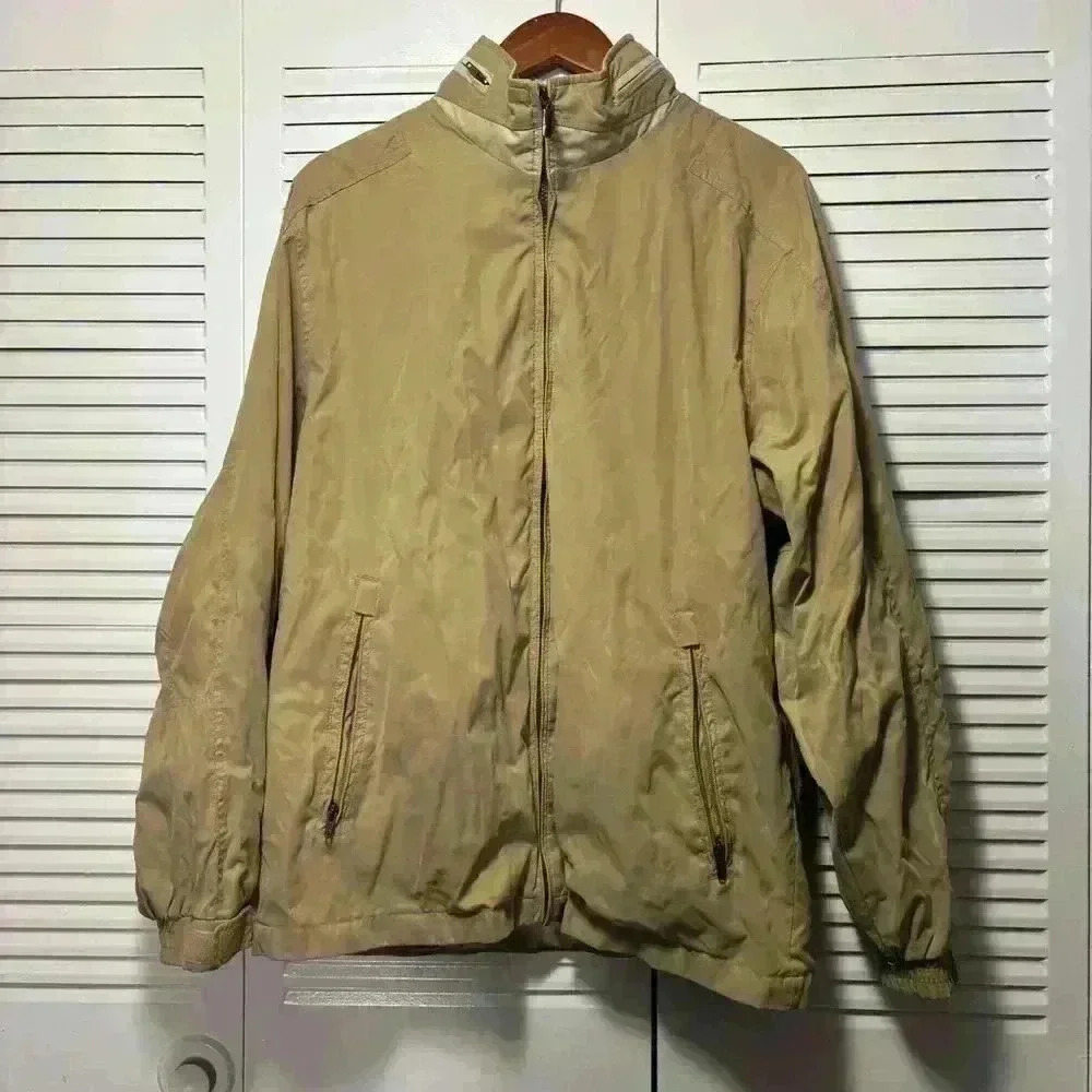 Weathercast Outerwear Khaki Men’s Full Zip Wind and Rain Jacket Size M